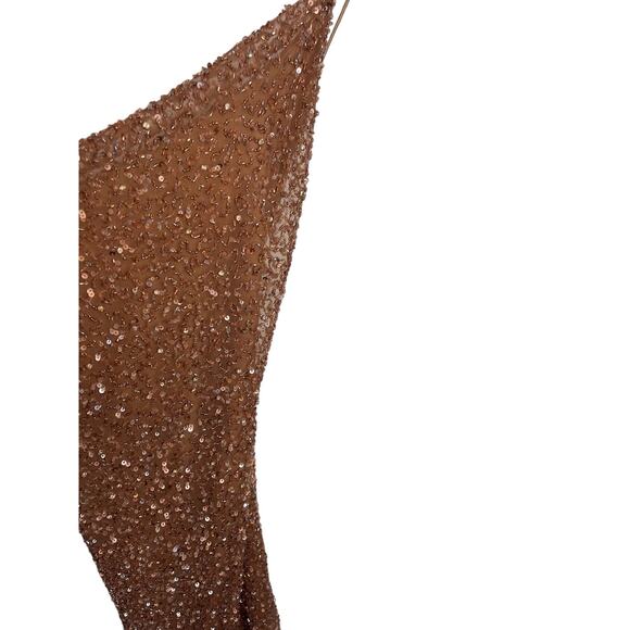 Revolve Retrofete Mich Beaded Sequin Mini Dress Cowl Neck Bronze Size Medium - Picture 6 of 15